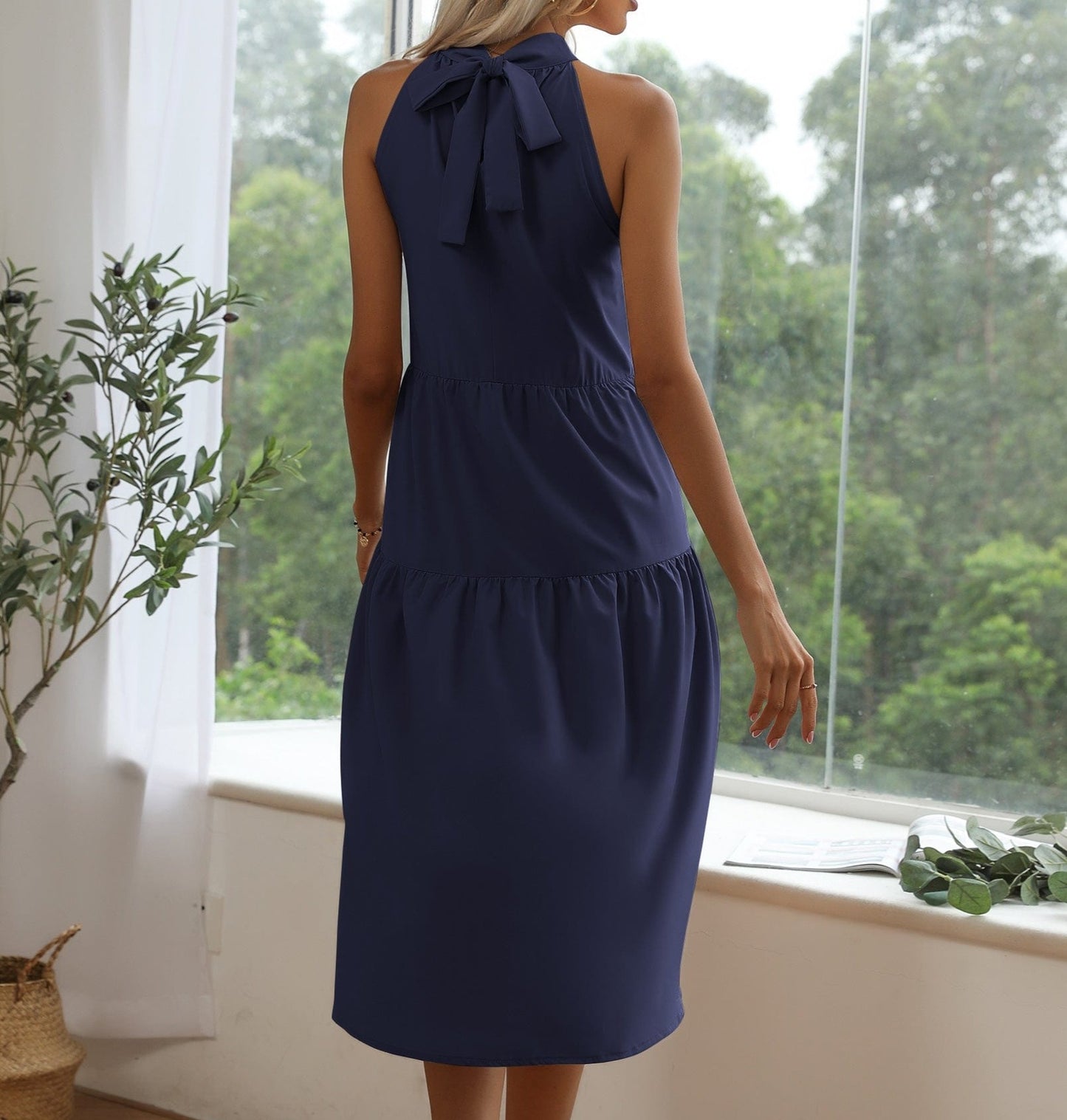 Solid Tiered High Low Dress