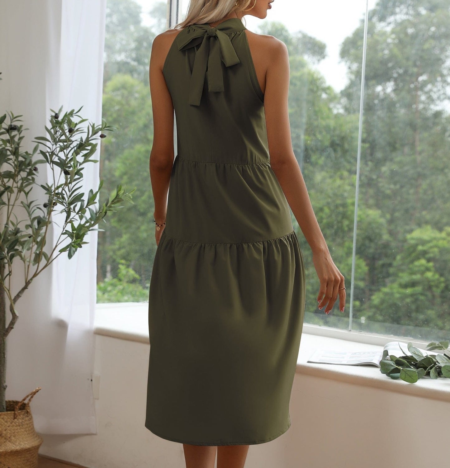 Solid Tiered High Low Dress