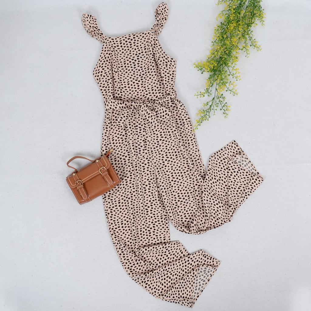 Ruffle Strap Cheetah Print Jumpsuit