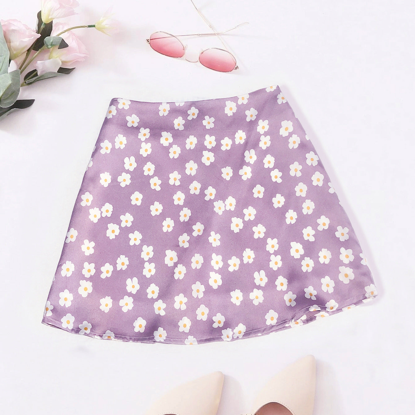 Minifalda lencero con estampado floral