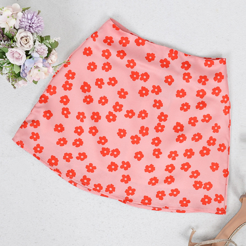 Minifalda lencero con estampado floral