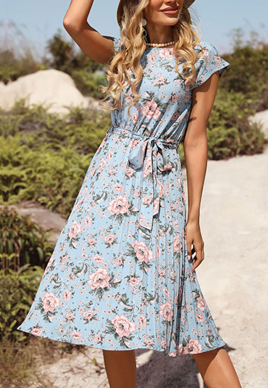Vestido plisado con estampado floral