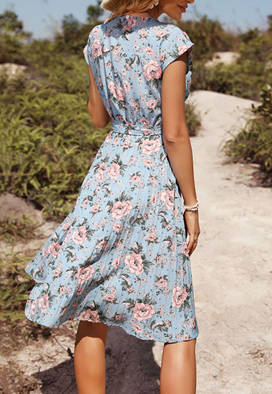 Vestido plisado con estampado floral