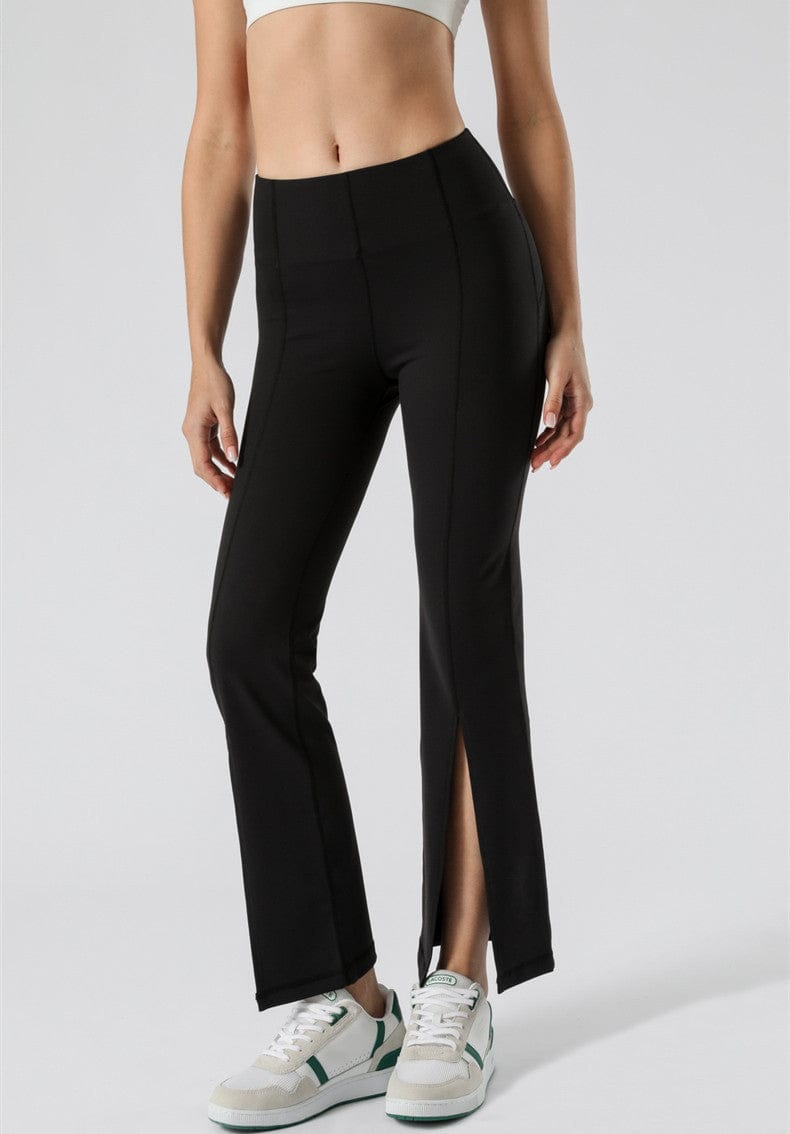 Mid Waist Flare Pants with Center Front Slits
