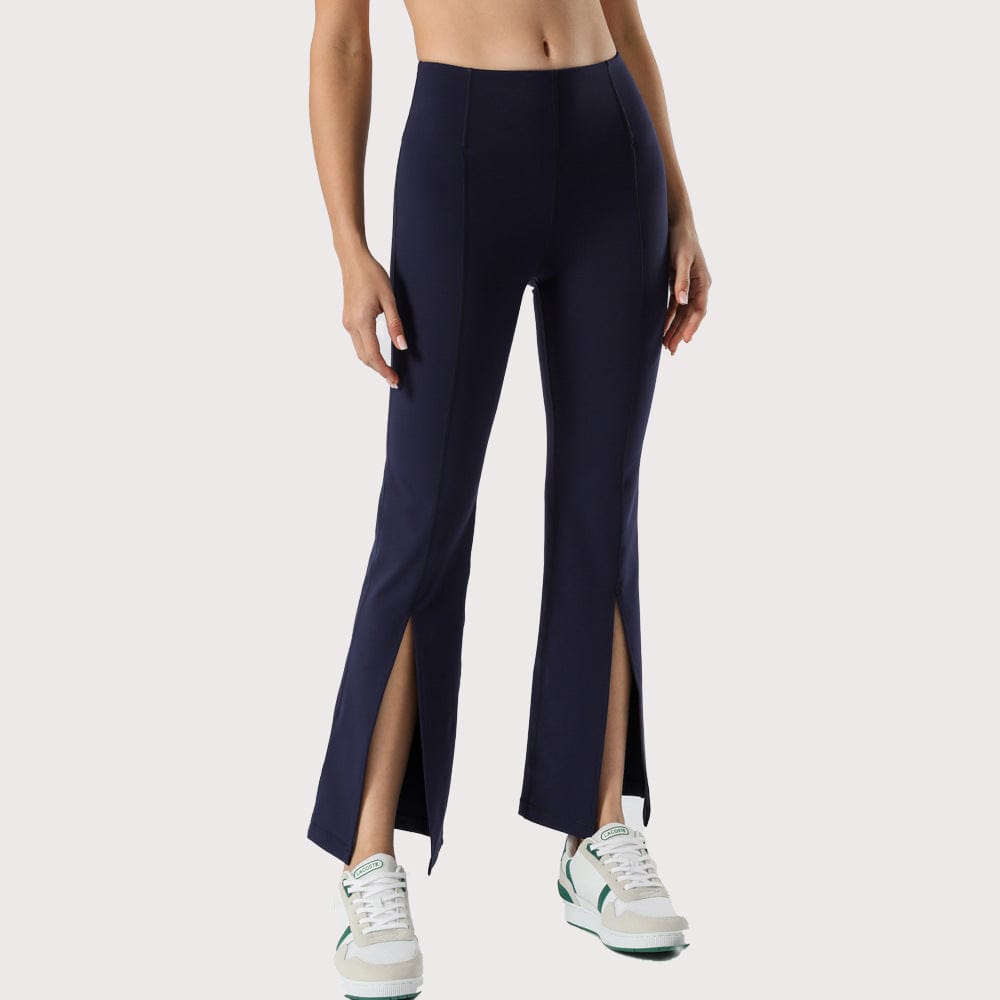 Mid Waist Flare Pants with Center Front Slits