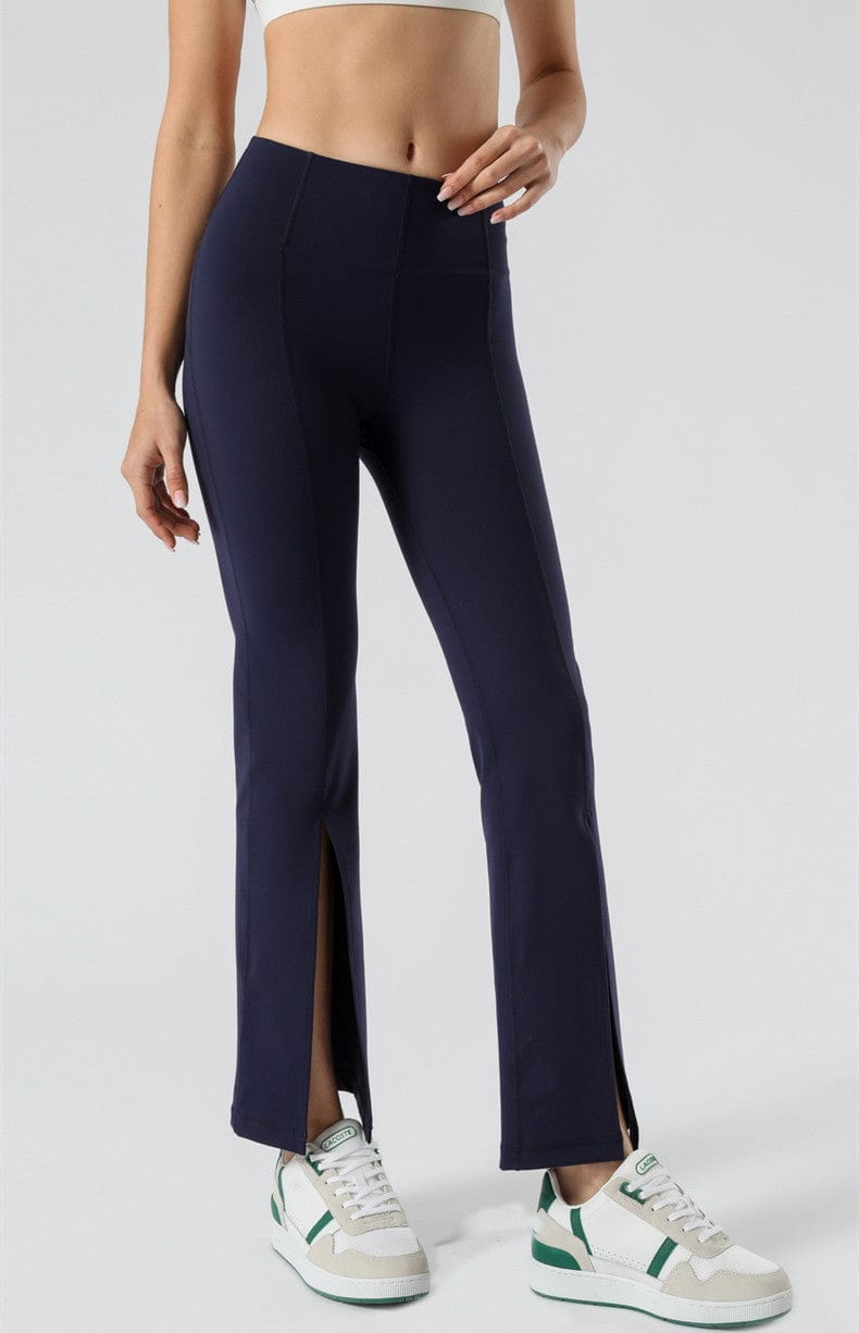 Mid Waist Flare Pants with Center Front Slits