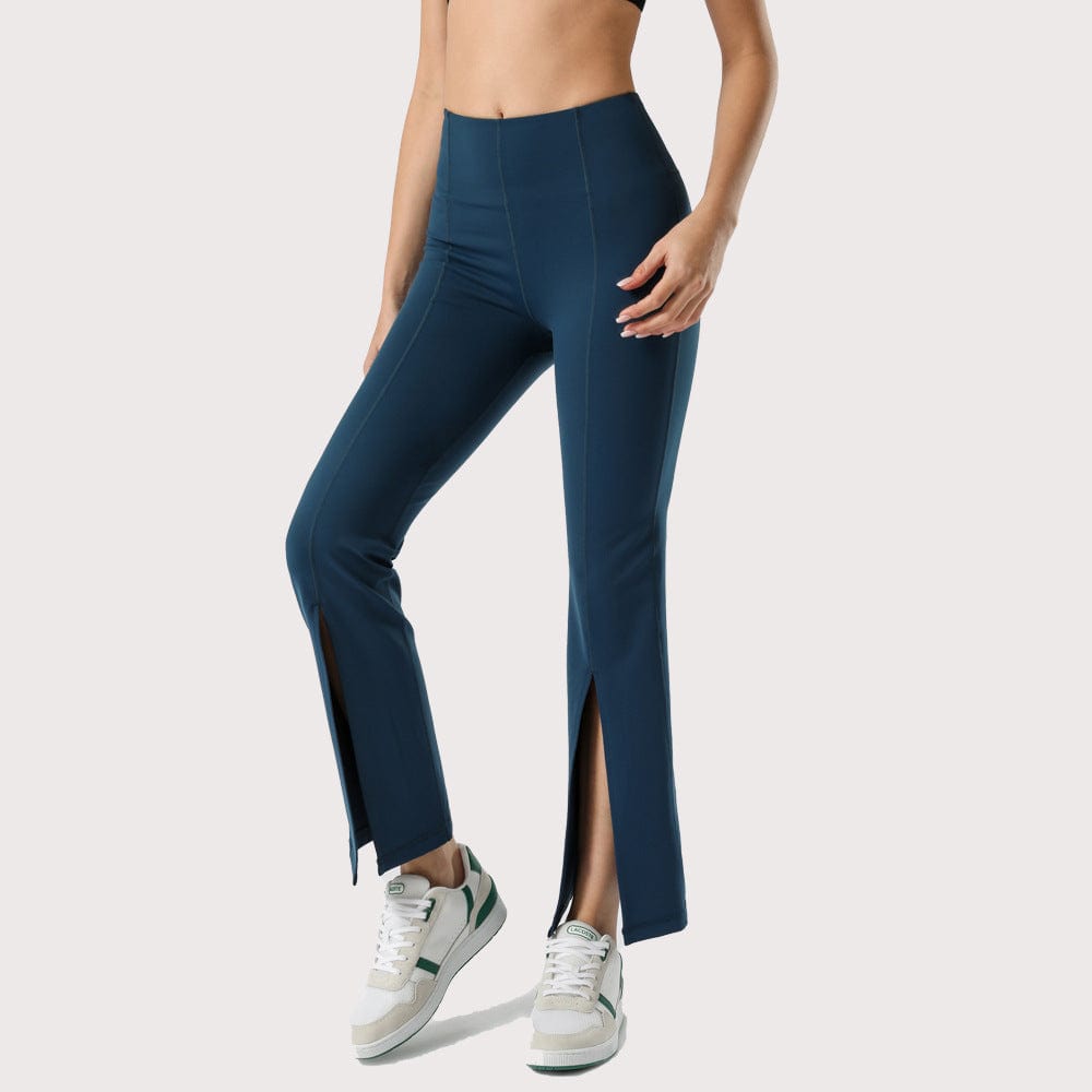 Mid Waist Flare Pants with Center Front Slits