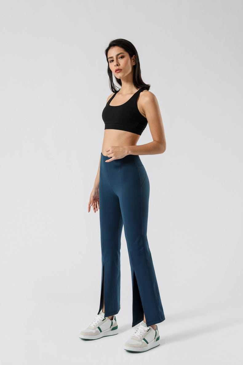 Mid Waist Flare Pants with Center Front Slits