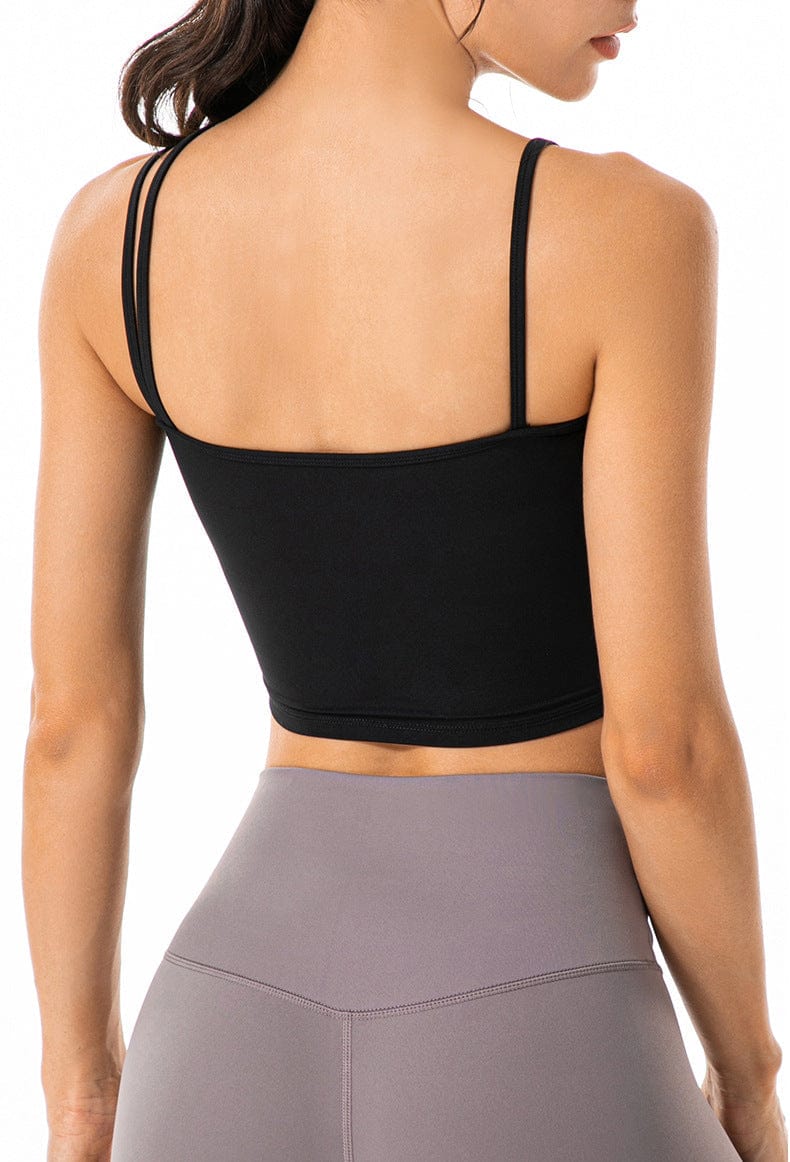 Asymmetrical Cut-Out Strappy Longline Sports Bra Tank