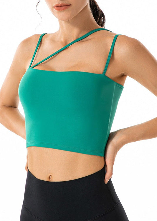 Asymmetrical Cut-Out Strappy Longline Sports Bra Tank