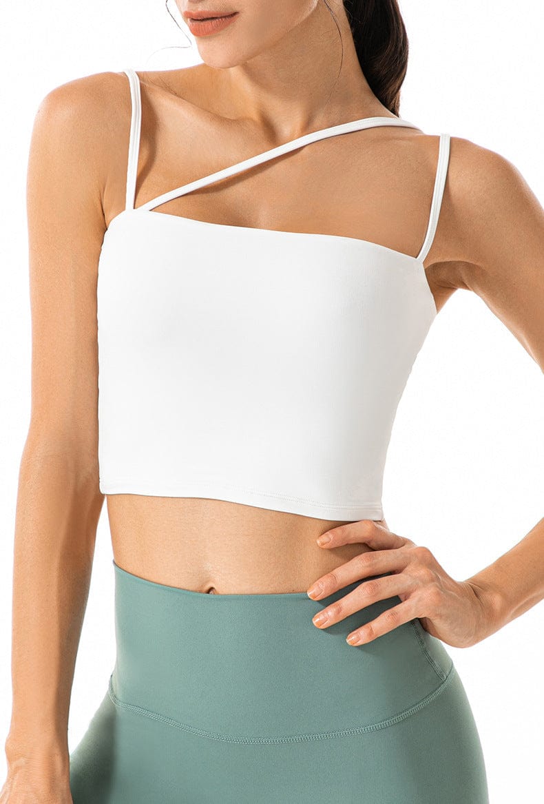 Asymmetrical Cut-Out Strappy Longline Sports Bra Tank