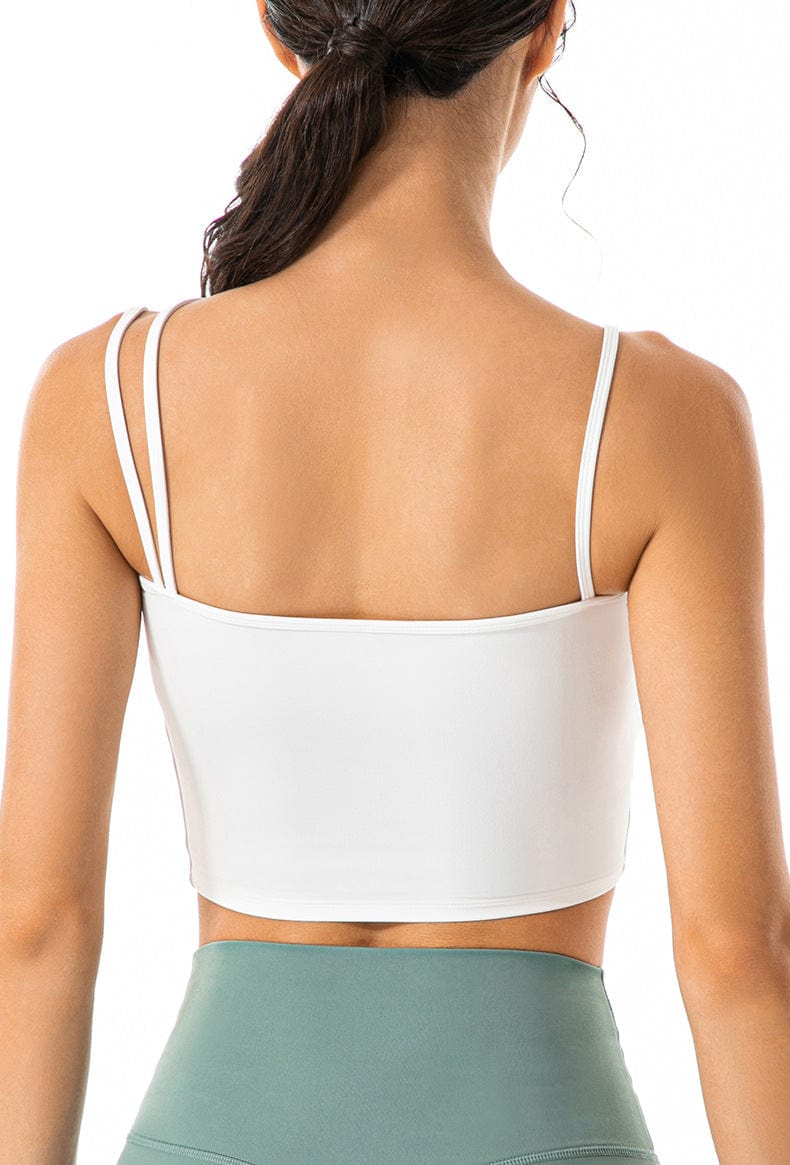 Asymmetrical Cut-Out Strappy Longline Sports Bra Tank