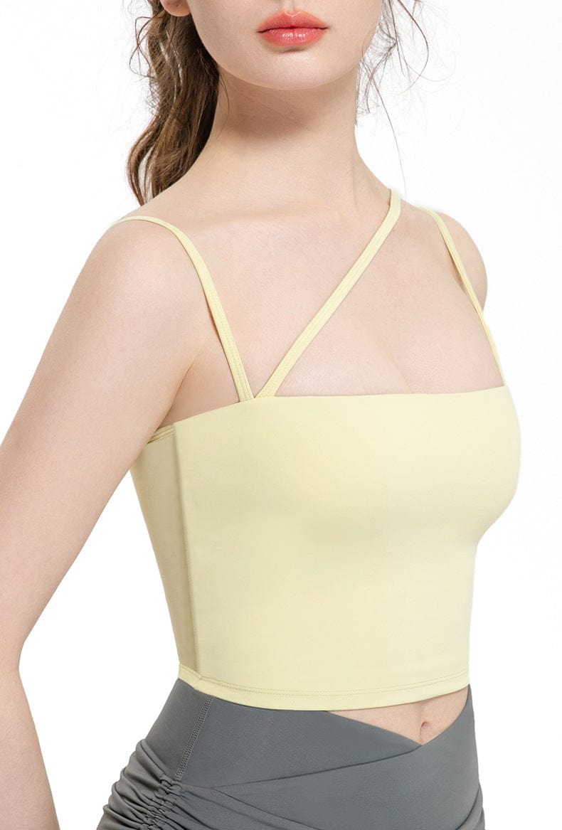 Asymmetrical Cut-Out Strappy Longline Sports Bra Tank