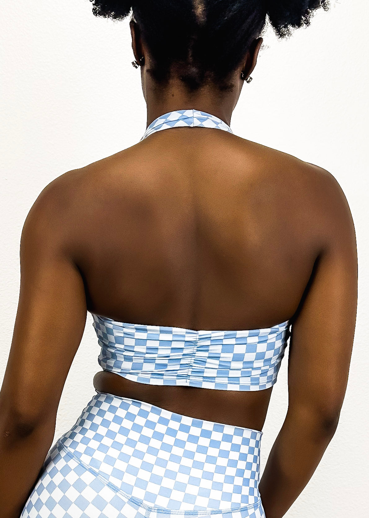 Checkered Longline Halter Sports Bra