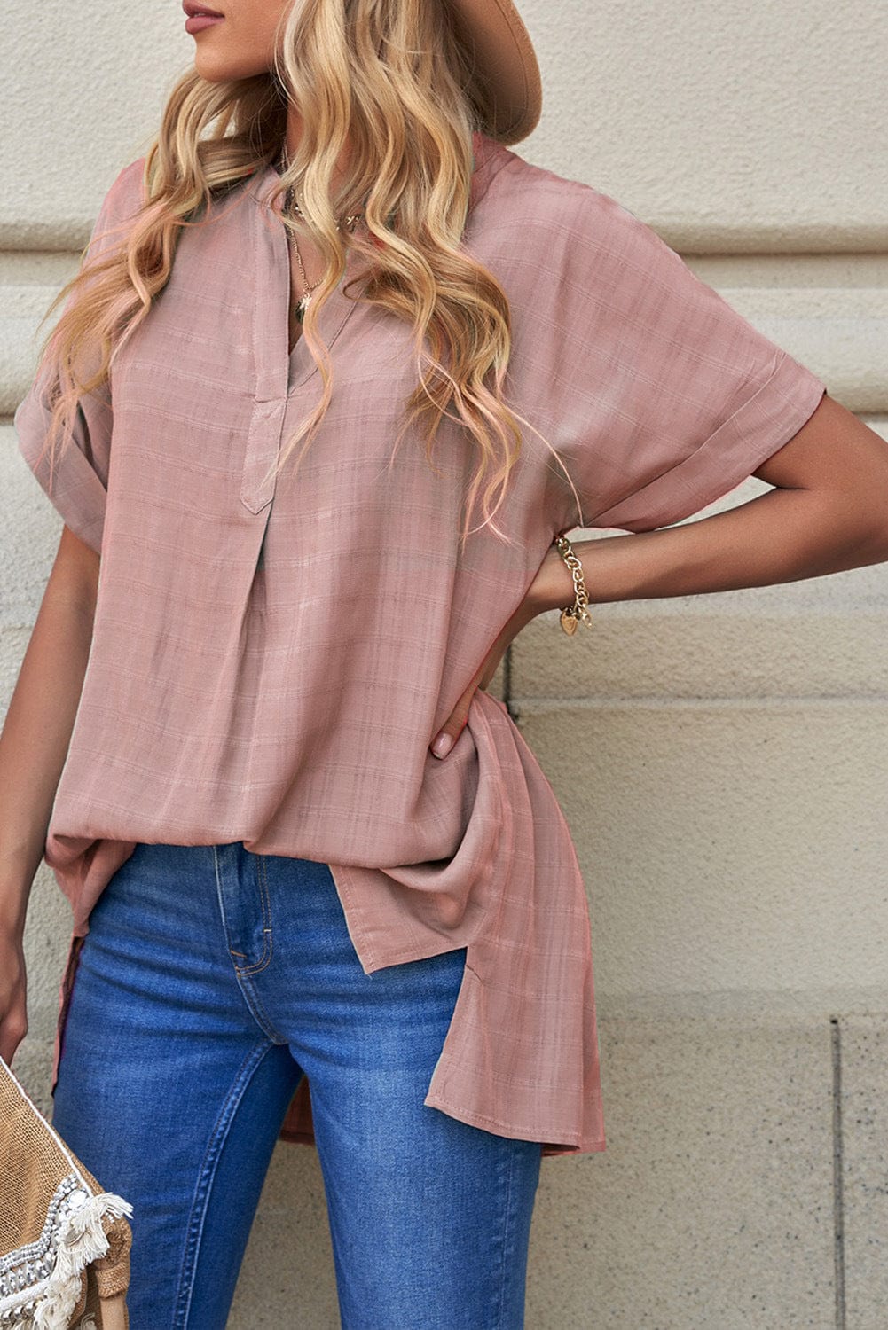 Blusa túnica con cuadros minimalistas