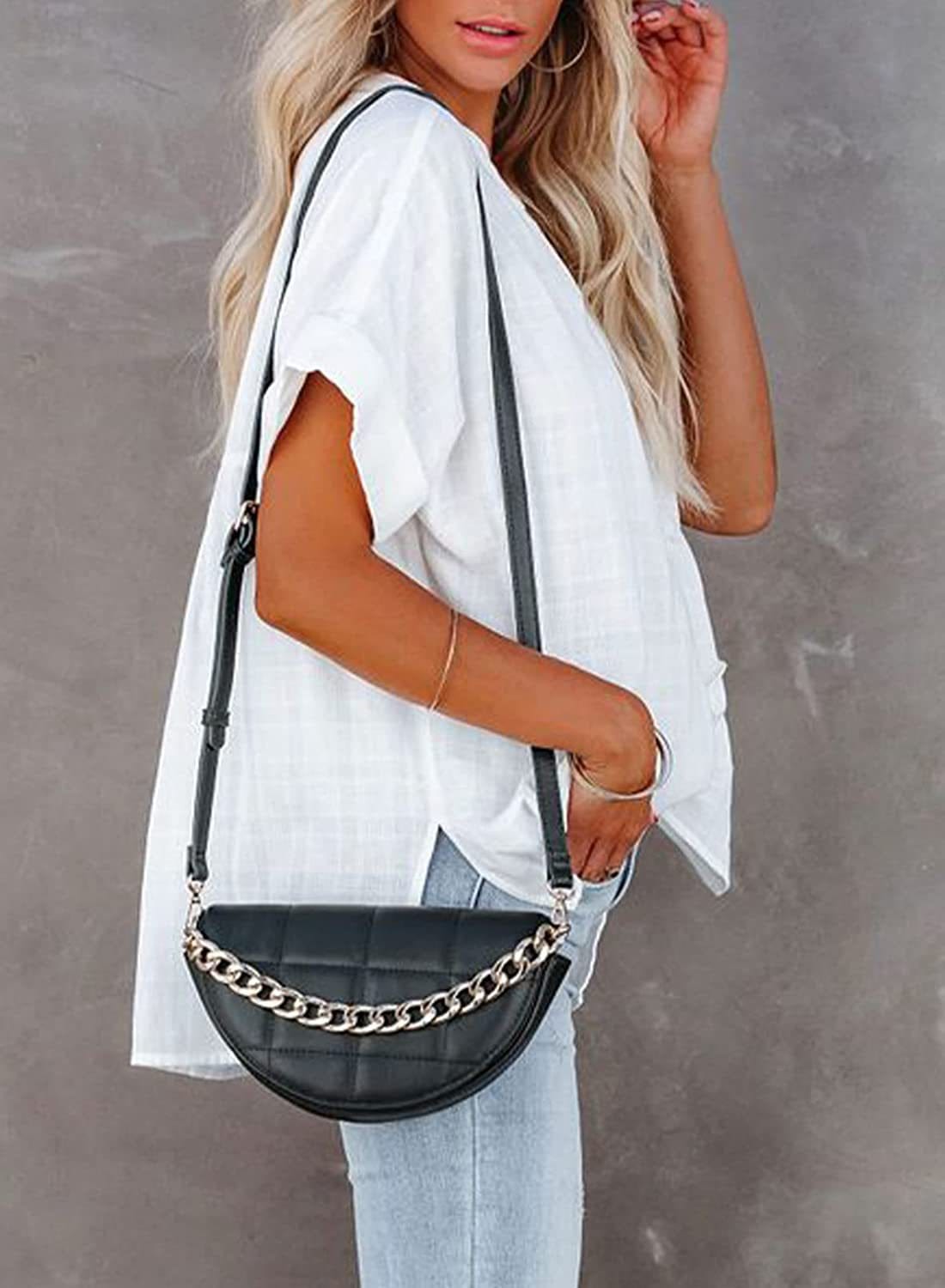 Blusa túnica con cuadros minimalistas