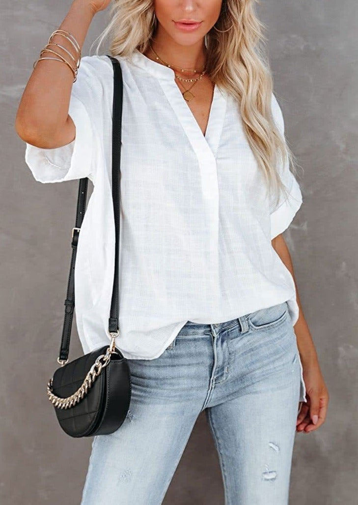 Blusa túnica con cuadros minimalistas