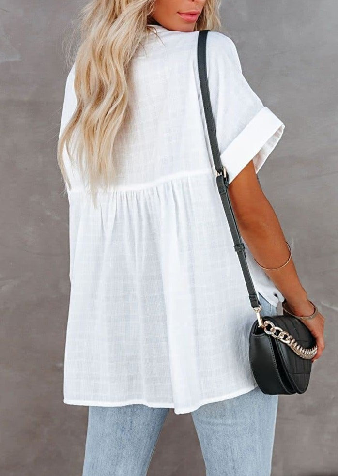 Blusa túnica con cuadros minimalistas