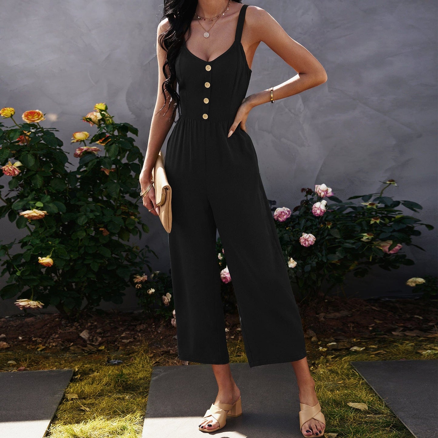 Tie Back Culottes Jumpsuit