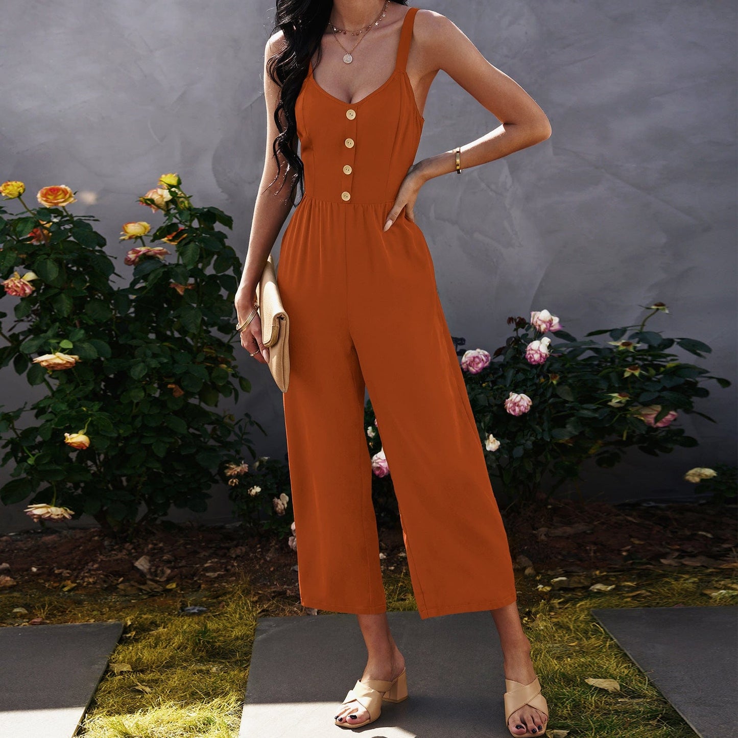 Tie Back Culottes Jumpsuit