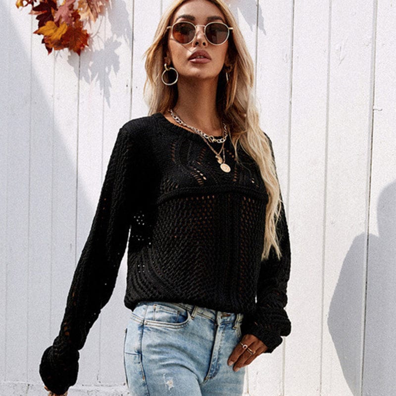 Suéter de punto de crochet de malla