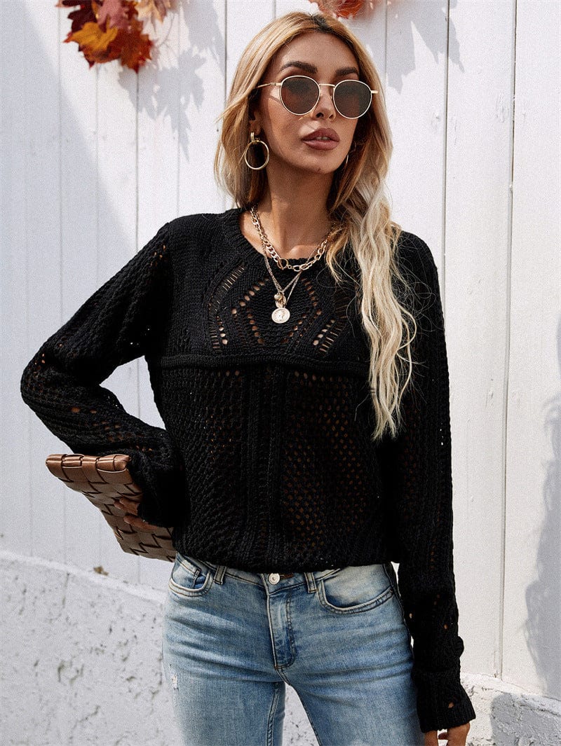 Suéter de punto de crochet de malla