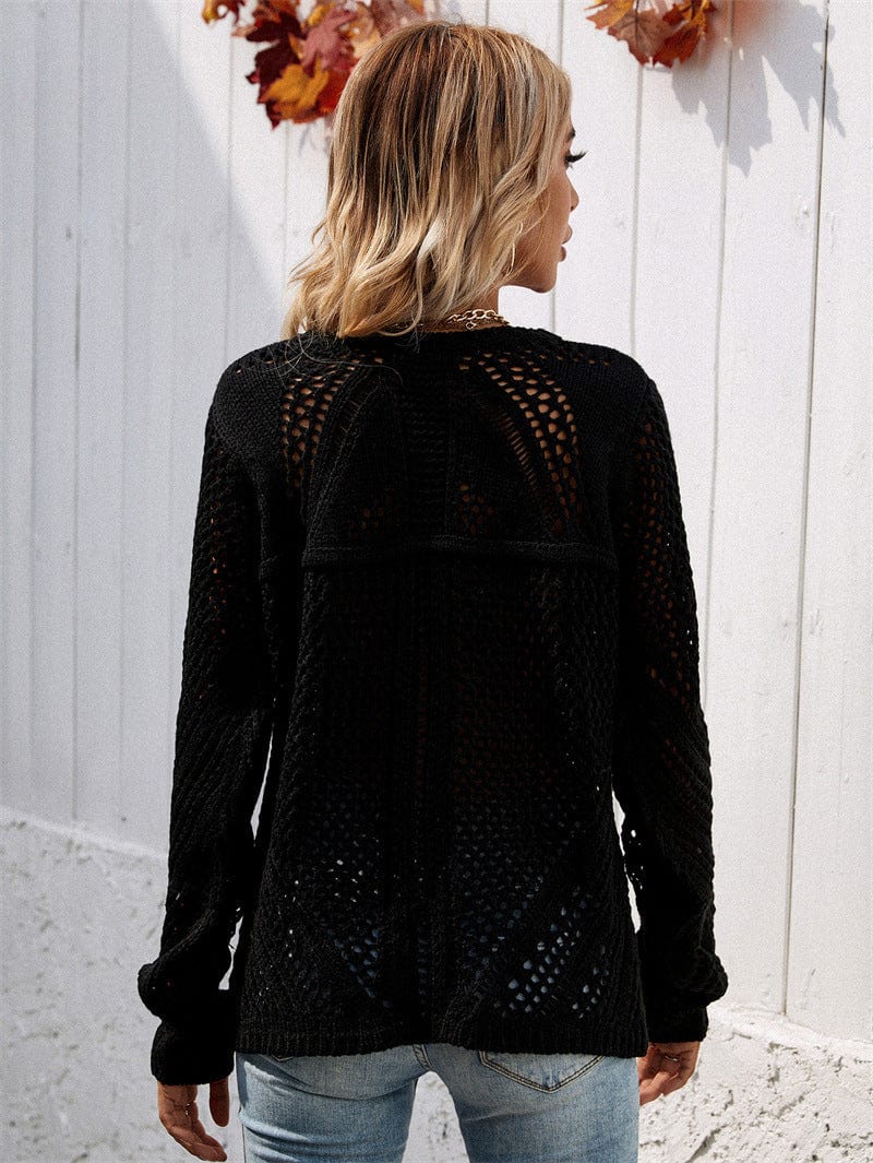 Suéter de punto de crochet de malla