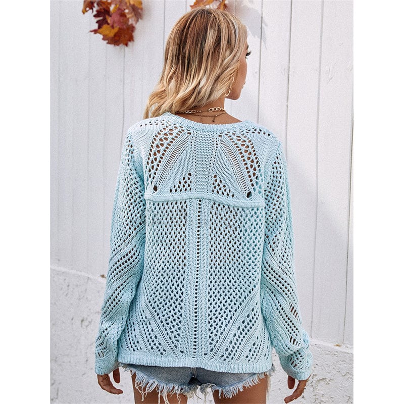 Suéter de punto de crochet de malla