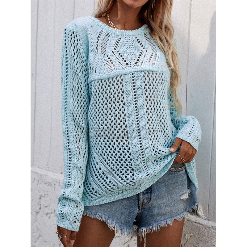 Suéter de punto de crochet de malla