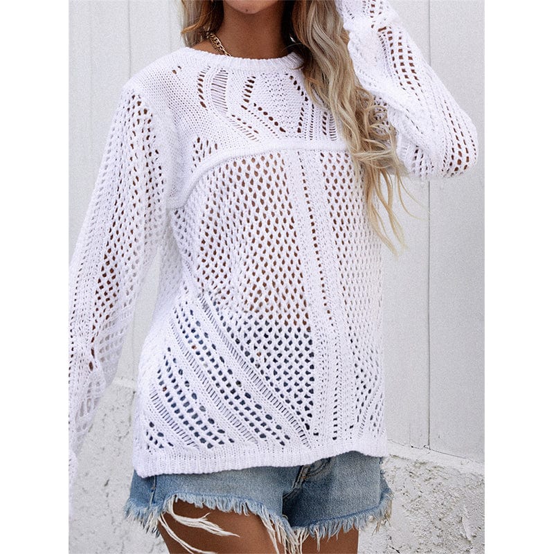 Suéter de punto de crochet de malla