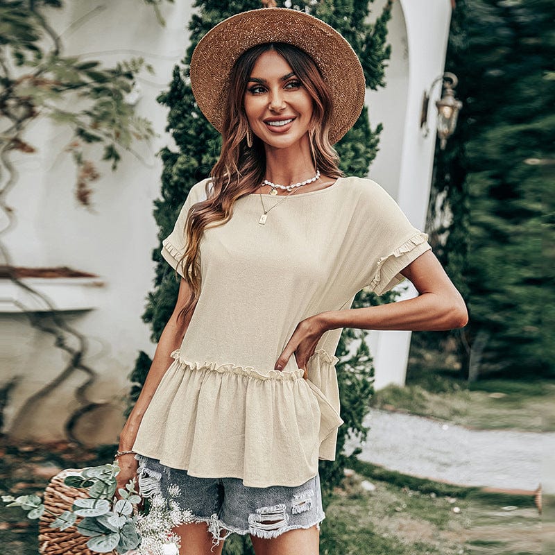 Blusa peplum con volantes texturizados