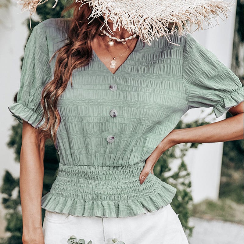 Blusa texturizada con cintura fruncida