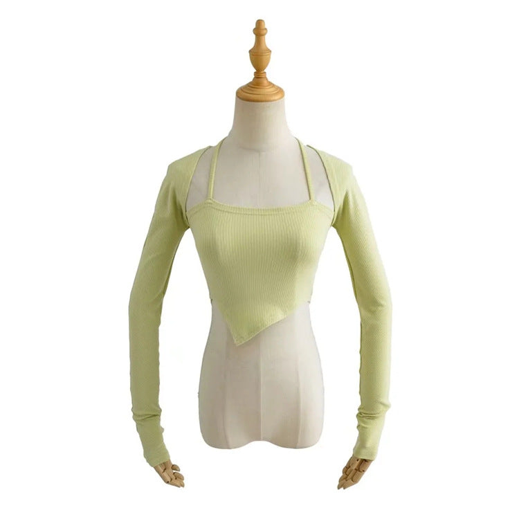 Tie Neck Asymmetrical Hem Top