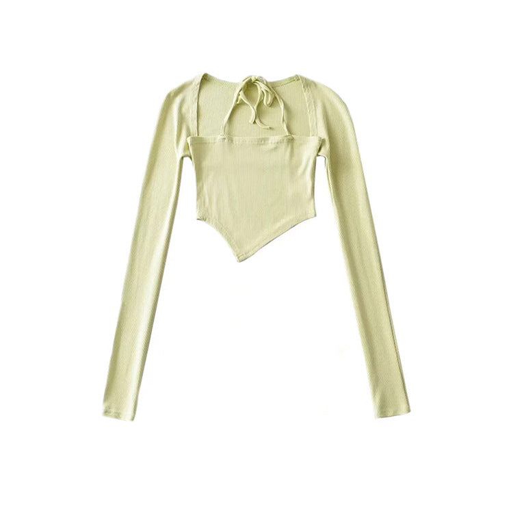 Tie Neck Asymmetrical Hem Top