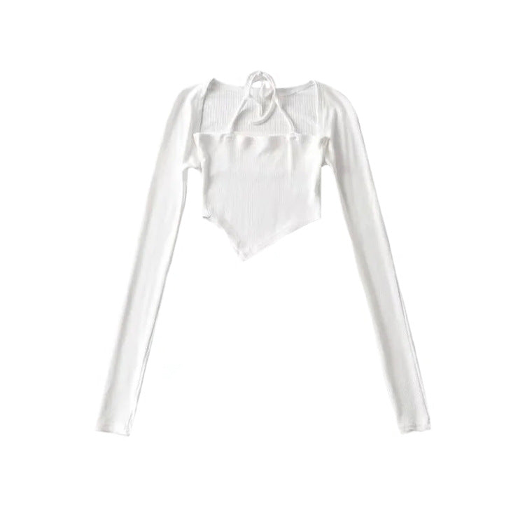 Tie Neck Asymmetrical Hem Top