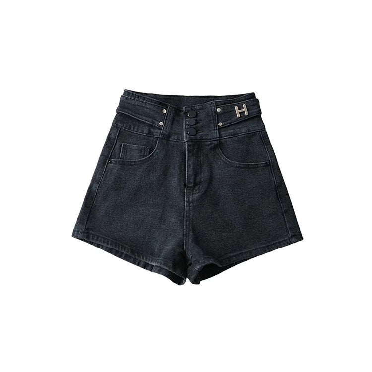 Triple Button Denim Shorts
