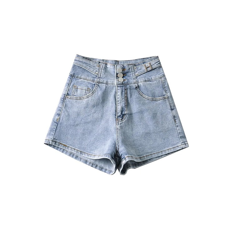 Triple Button Denim Shorts