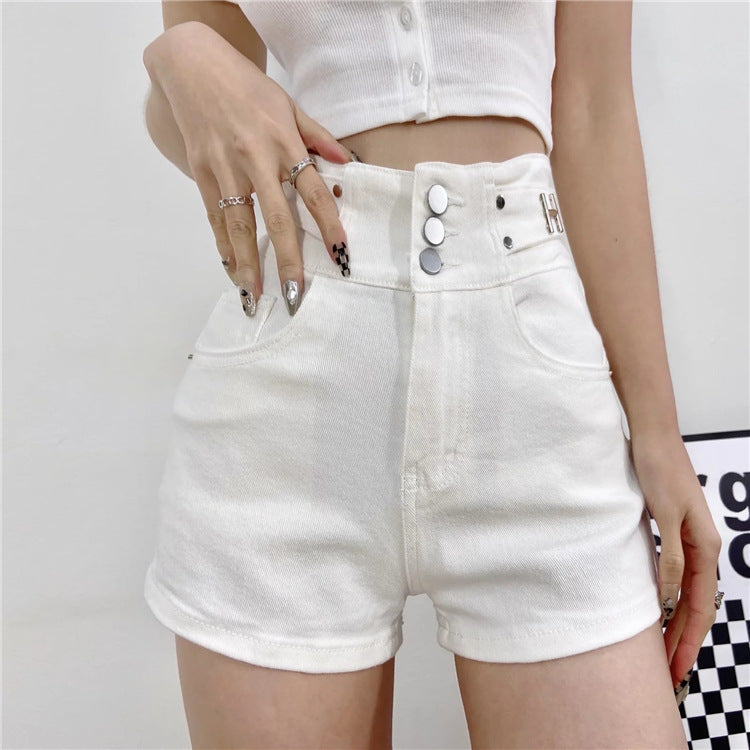 Triple Button Denim Shorts