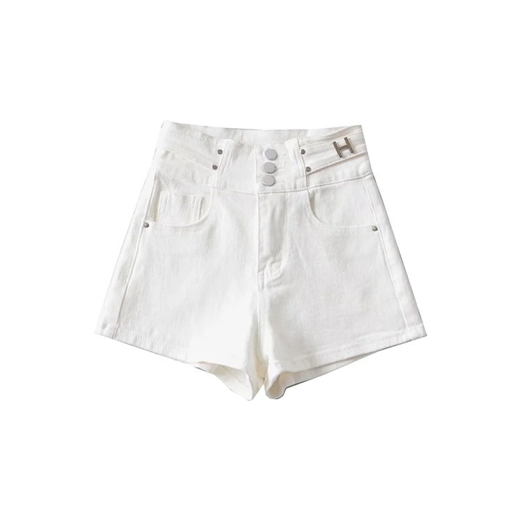 Triple Button Denim Shorts