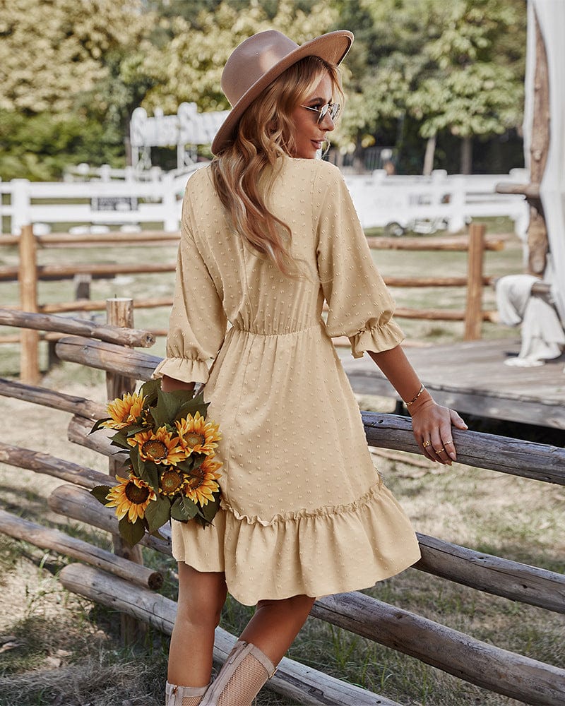 Crochet Lace Clip Dot Neck Dress