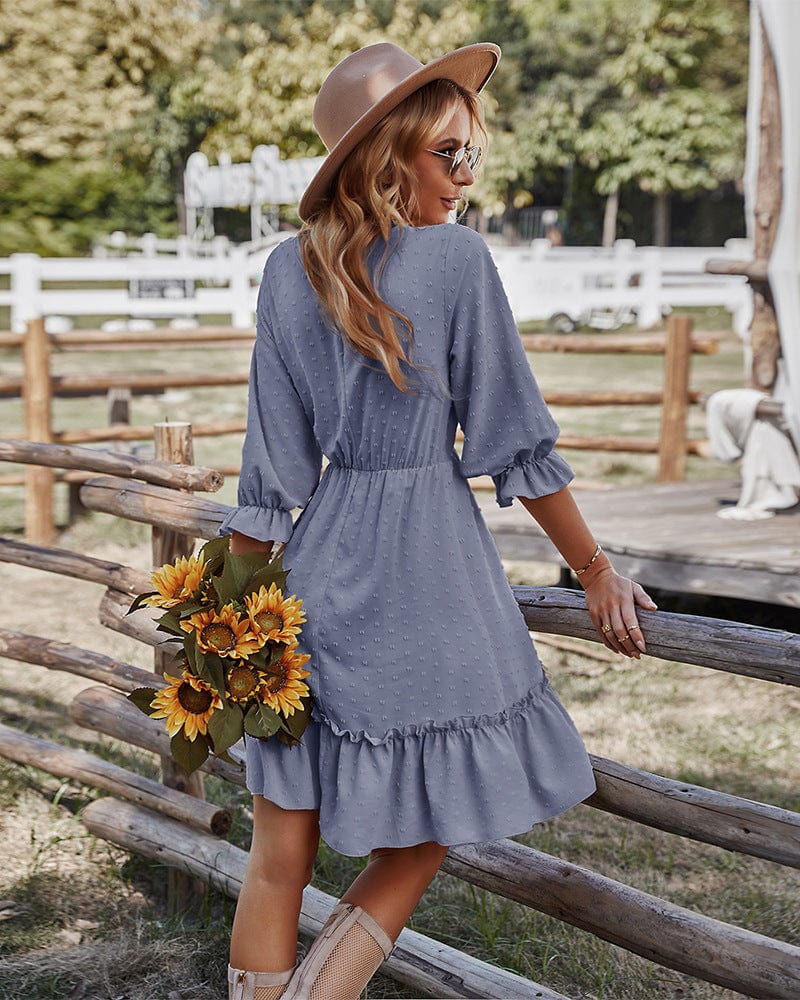 Crochet Lace Clip Dot Neck Dress