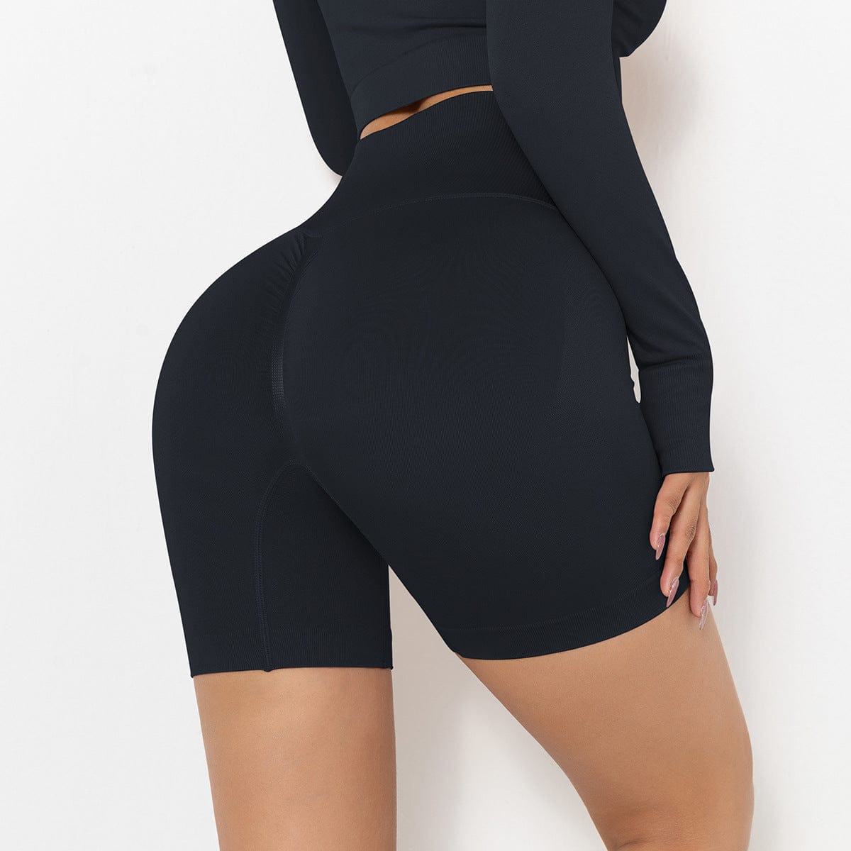 Pantalones cortos de ciclista moldeadores de tiro alto y canalé