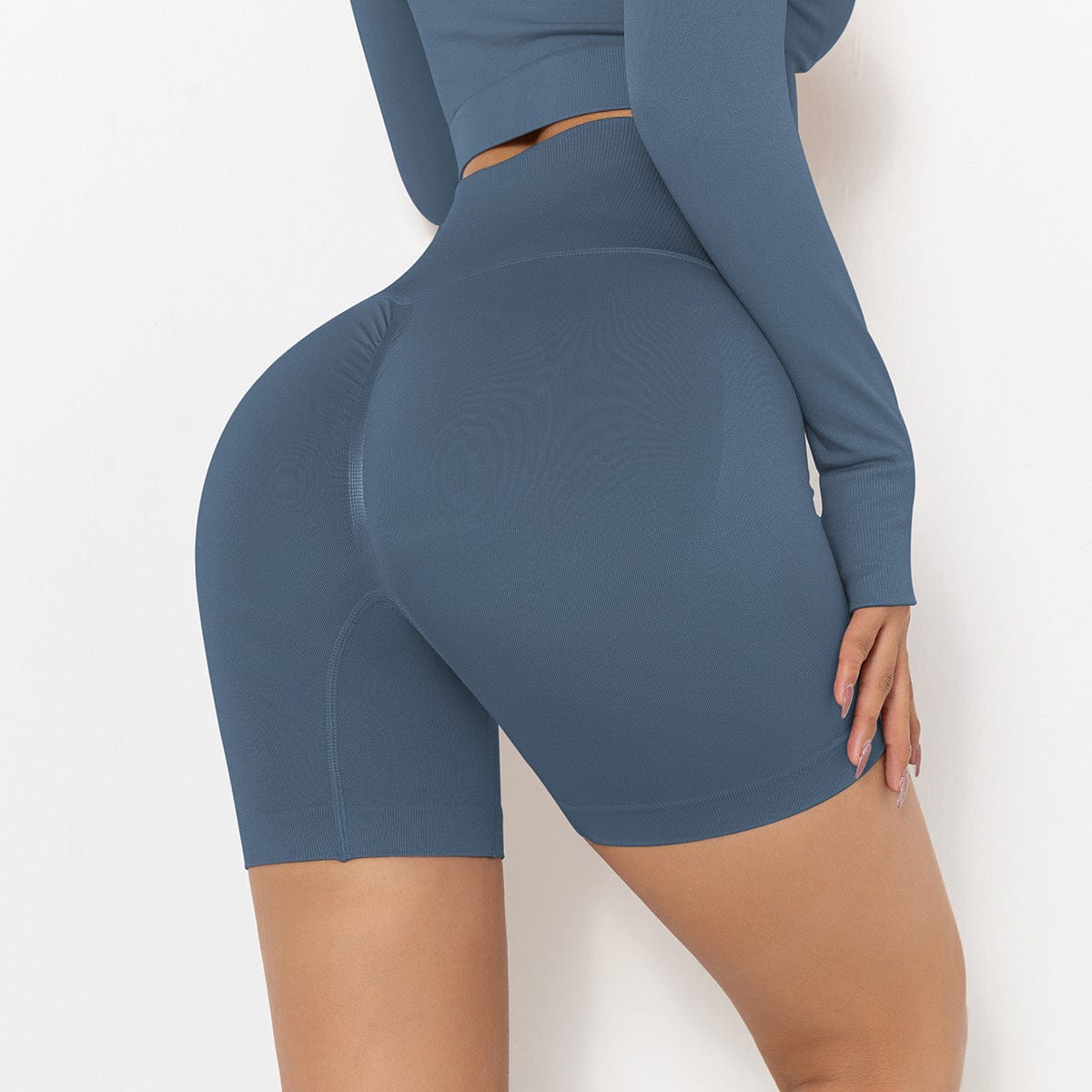 Pantalones cortos de ciclista moldeadores de tiro alto y canalé