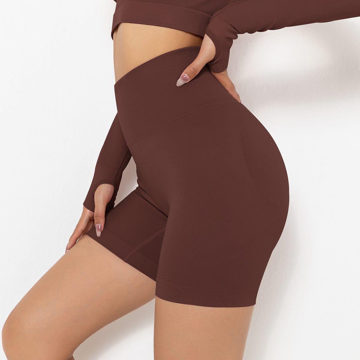 Pantalones cortos de ciclista moldeadores de tiro alto y canalé