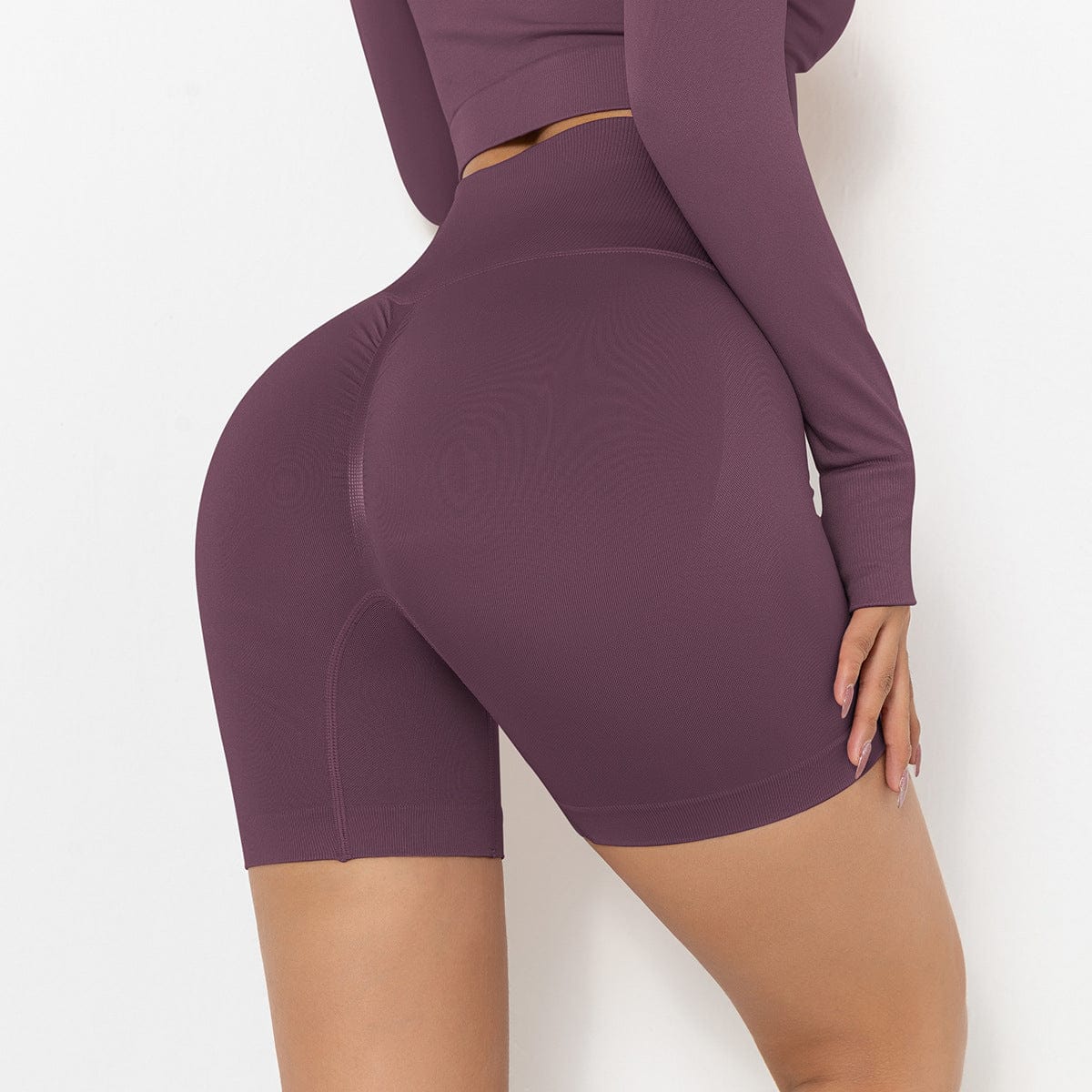 Pantalones cortos de ciclista moldeadores de tiro alto y canalé