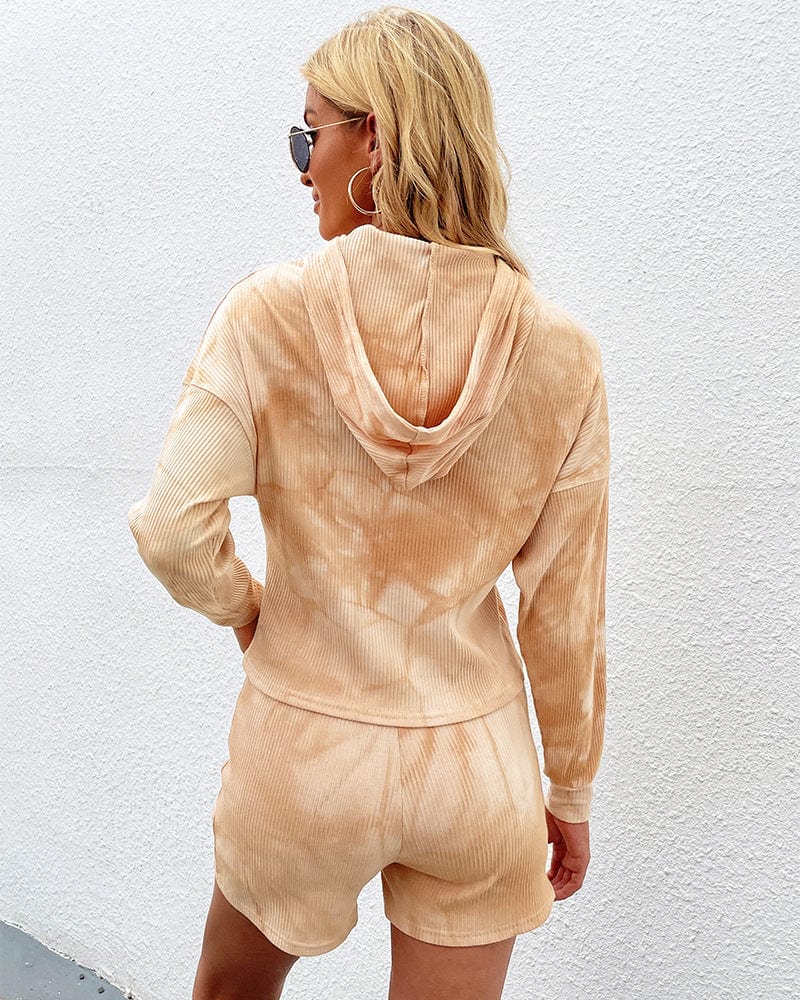 Tie-Dye Ribbed Hoodie Lounge Set
