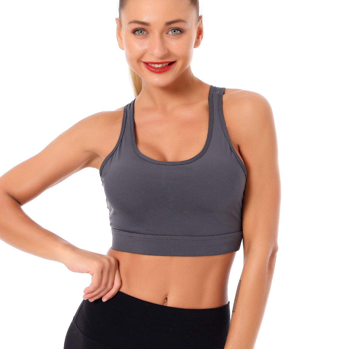 Double Crossover Wide Strap Sports Bra