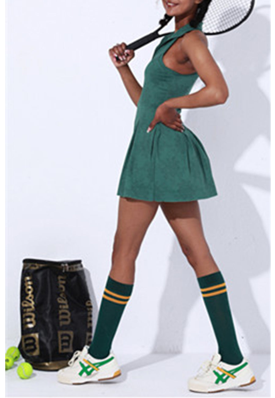 Collared Pleated Mini Exercise Dress