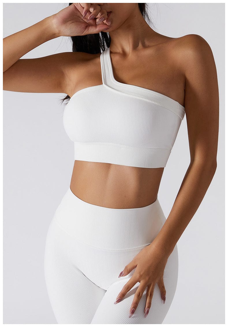 Ribbed Asymmetrical One Shoulder Sports Bra