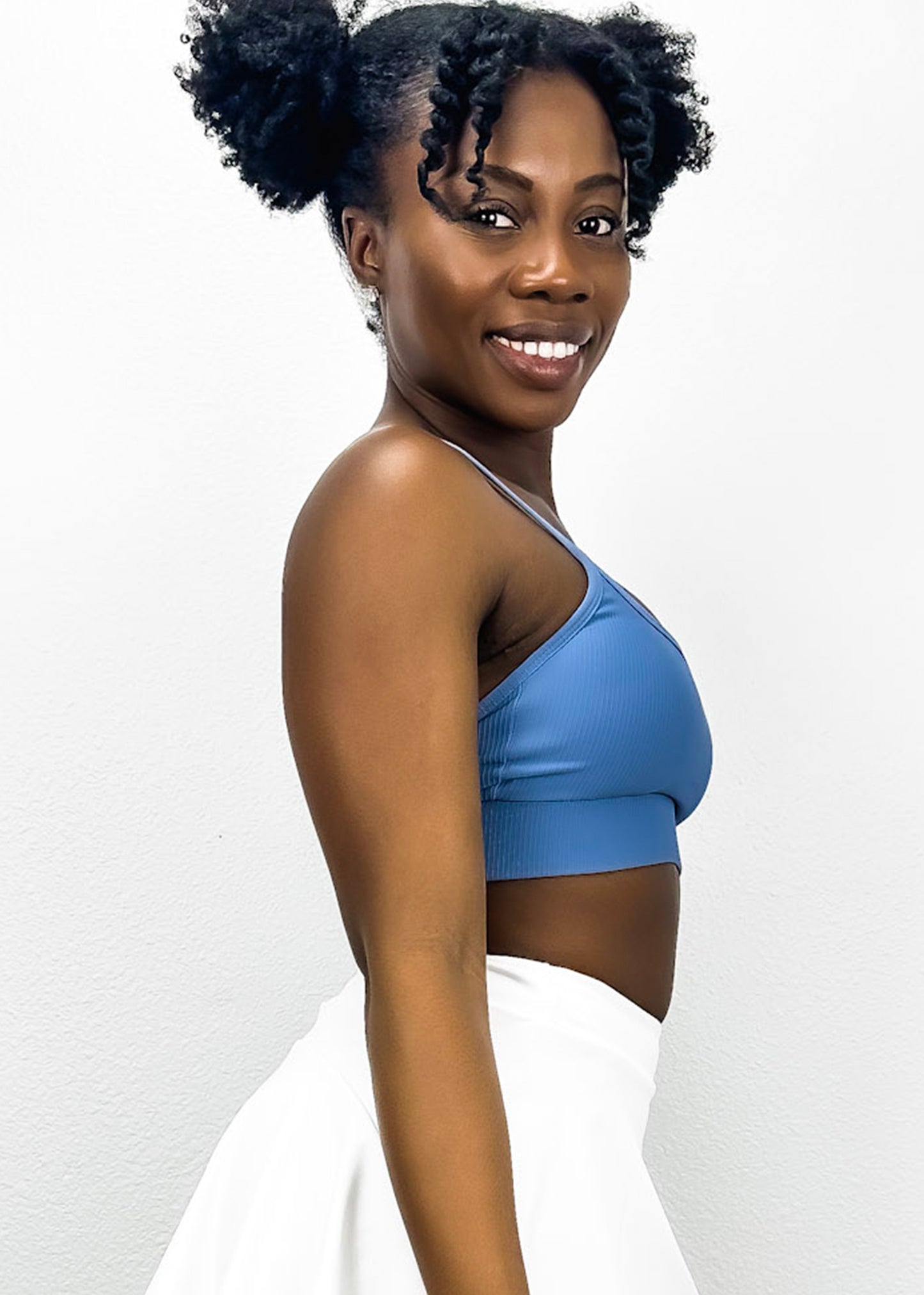 Ribbed Scoop Neck Thin Tank Sports Bra